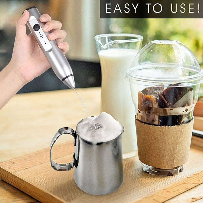 Rechargeable Handheld Electric Milk Frother With 2 Whisks