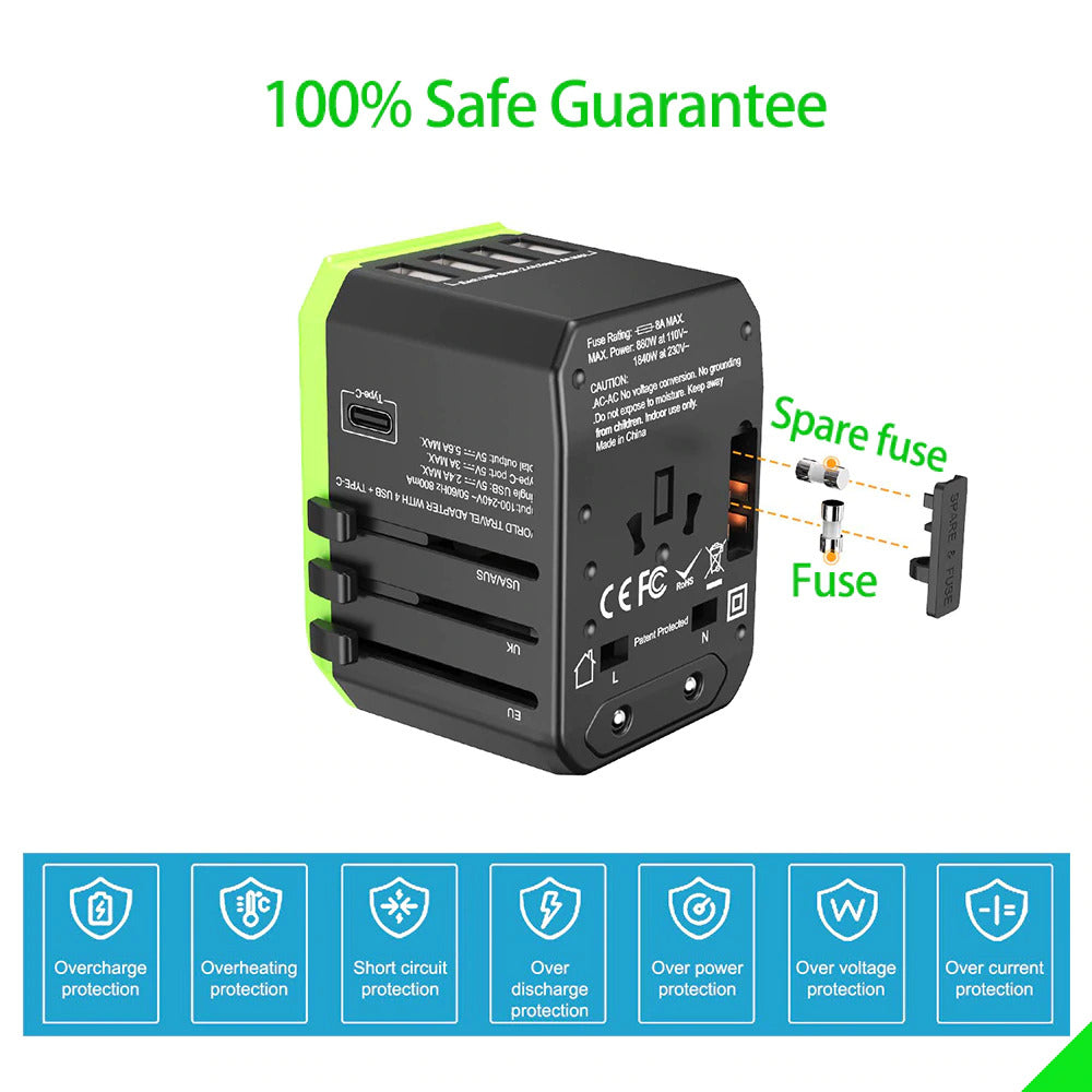 Universal Power Plug & Multi-USB Ports Adapter