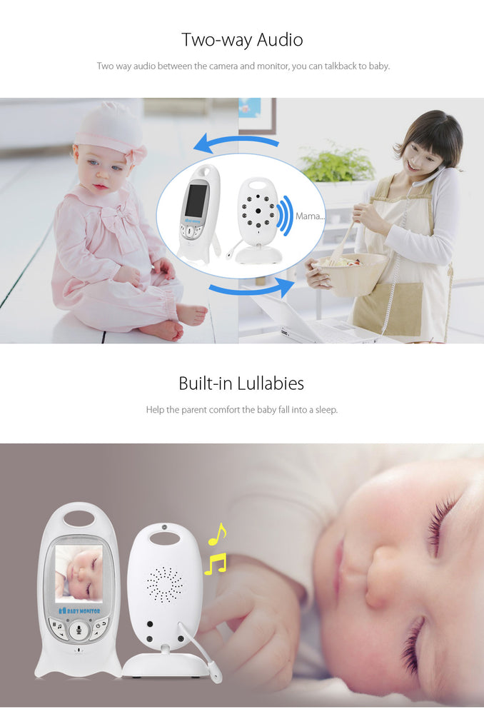 Wireless Video Baby Monitor With Night Vision, Two-way Radio & Temperature Monitoring - Organiza
