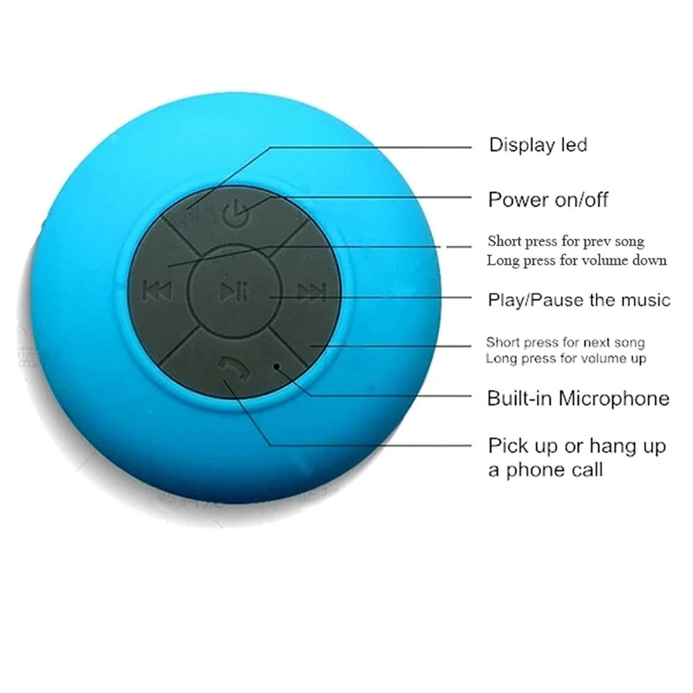 Mini Waterproof Bluetooth Wireless Speaker For Showers, Bathroom, Pool, Car & Beach