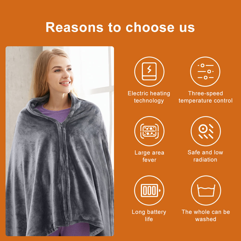 USB Electric Heating Blanket / Shawl with 3 Temperature Settings