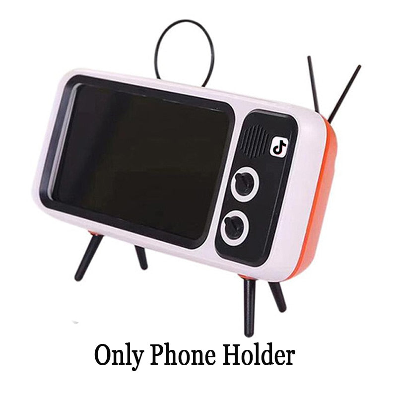 Retro TV Mobile Phone Holder Stand For iPhone 4.7-5.5 inch phone Bracket Bluetooth compatible Speaker Portable Bluetooth Audio