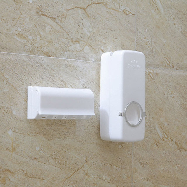 Wall Mounted Toothbrush Holder + Automatic Toothpaste Dispenser - Organiza