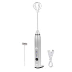 Rechargeable Handheld Electric Milk Frother With 2 Whisks