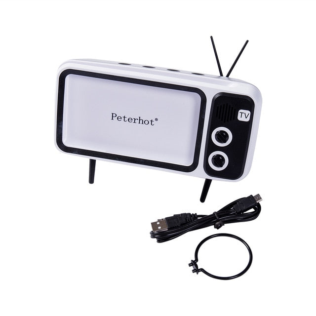 Retro TV Design Mobile Phone Holder With Bluetooth Speaker