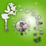 Butterfly and Fairy Mirror Wall Clock